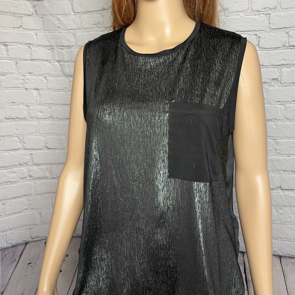 Zara Collection W&B Sleeveless Metallic Front Top Made In Portugal Size M - Picture 2 of 8